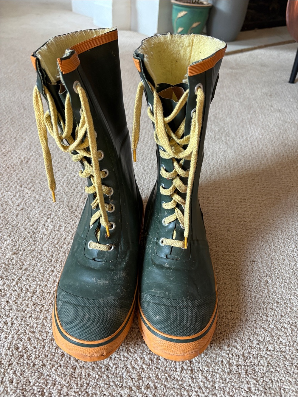 Green and Orange Lace-Up Trax Men’s Boots